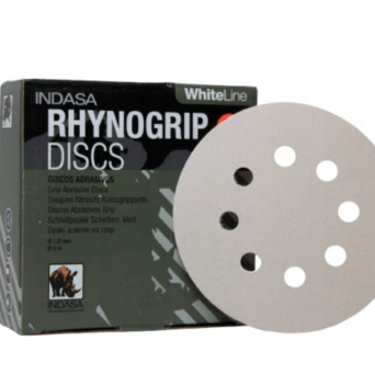 INDASA RHYNOGRIP WHITE LINE - Dyski ścierne na rzep 125mm 8H (opakowanie)