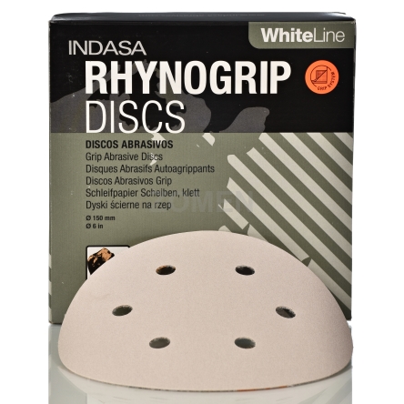 INDASA RHYNOGRIP WHITE LINE Dyski ścierne na rzep 150mm 6H.