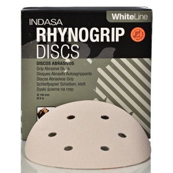 INDASA RHYNOGRIP WHITE LINE - Dyski ścierne na rzep 150mm 6H (1 szt.)