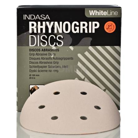 INDASA RHYNOGRIP WHITE LINE - Dyski ścierne na rzep 150mm 6H (opakowanie)